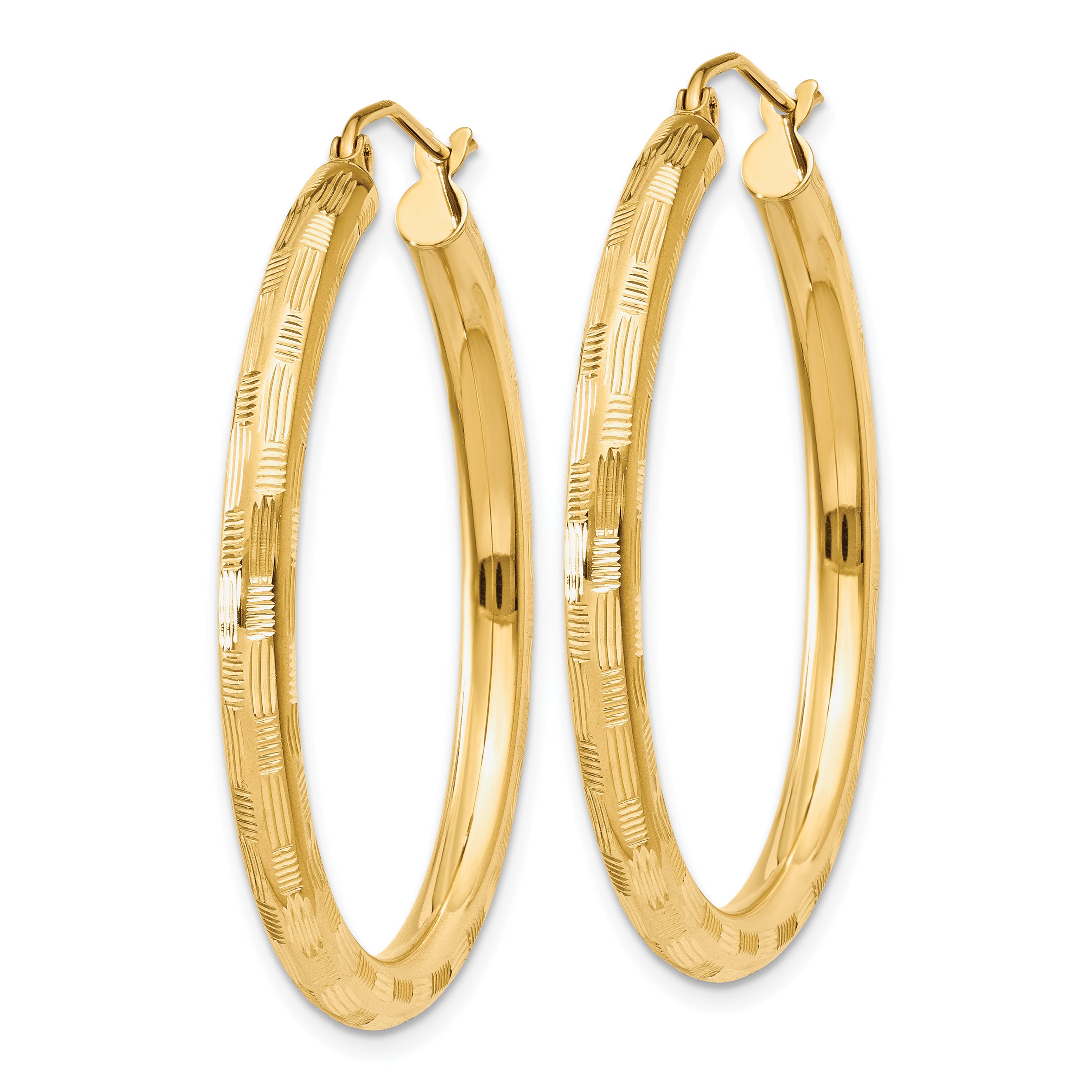 14k Textured Hoop Earrings TF557