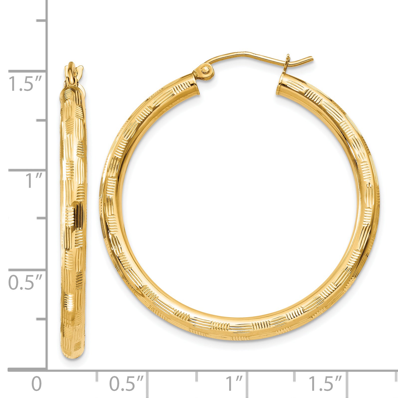 14k Textured Hoop Earrings TF557