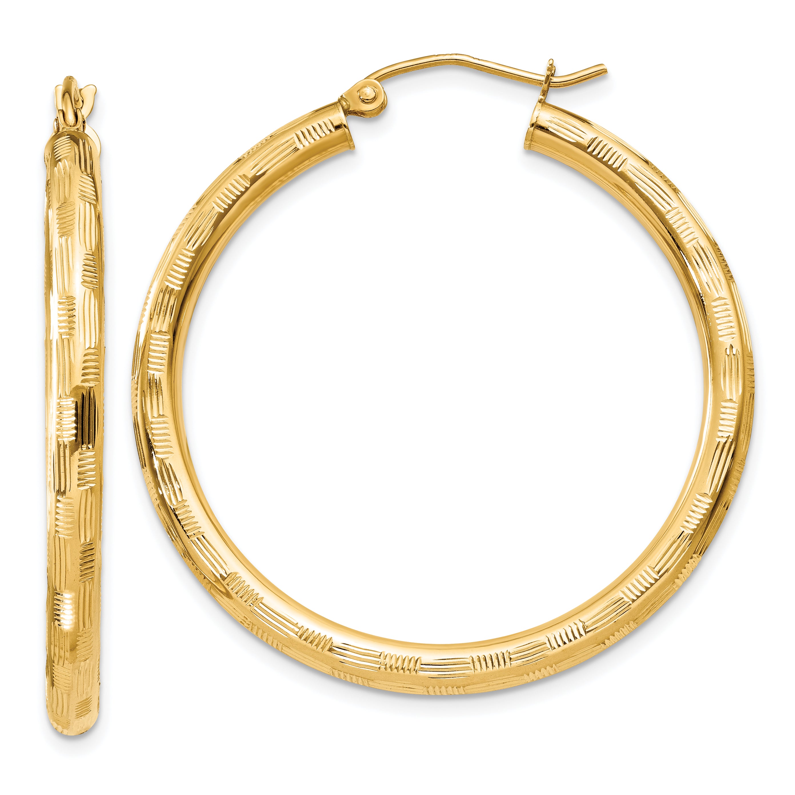 14k Textured Hoop Earrings TF557