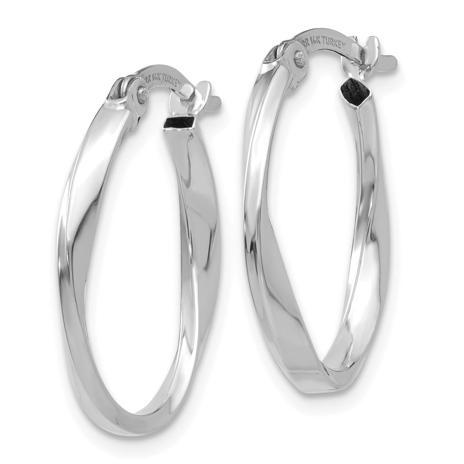 14K White Gold Polished Oval Hoop Earrings TF670