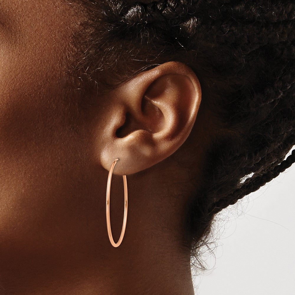 14k Rose Gold Polished Endless Tube Hoop Earrings