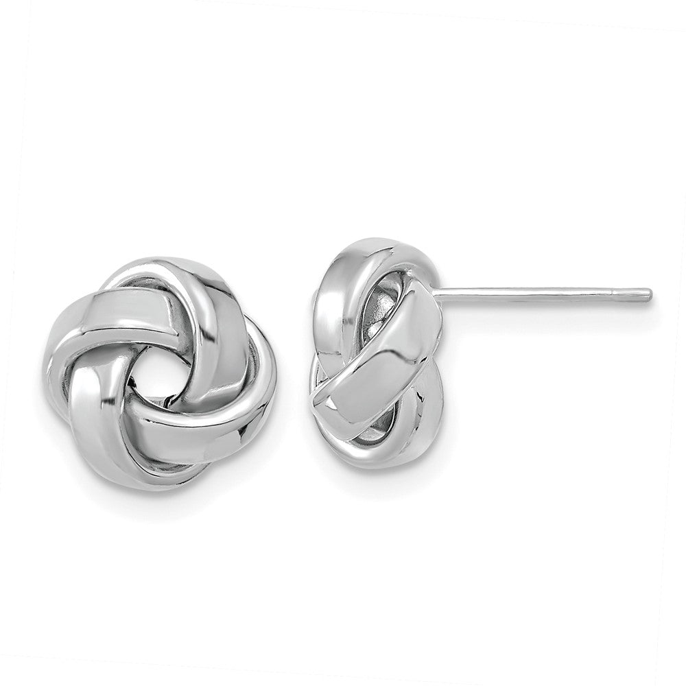 14k White Gold Polished Love Knot Post Earrings