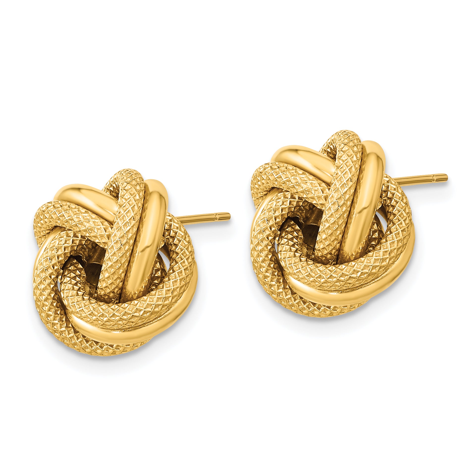 14k Polished Textured Double Love Knot Post Earrings TL1074