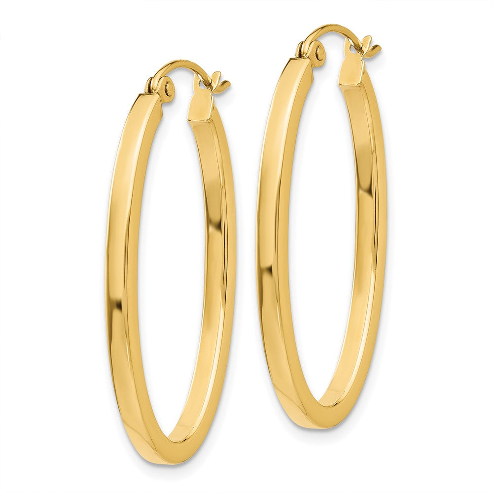 14k 2mm Oval Hoop Earrings