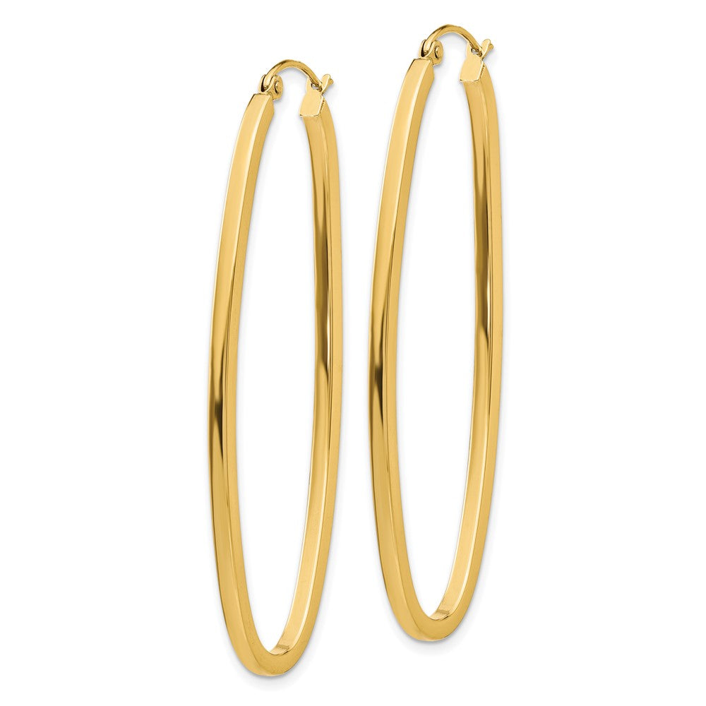 14k 2mm Large Oval Hoop Earrings