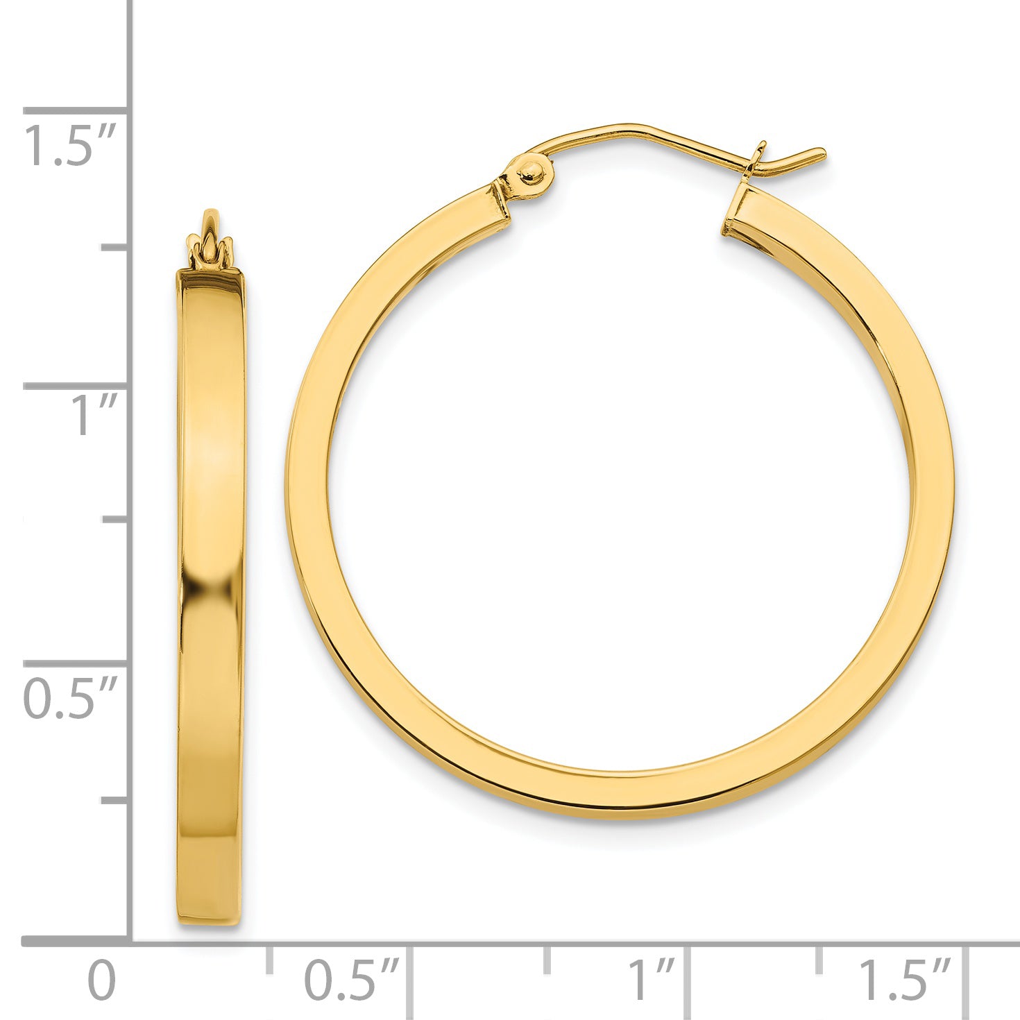 14k 2x3mm Square Tube Hoops TL416