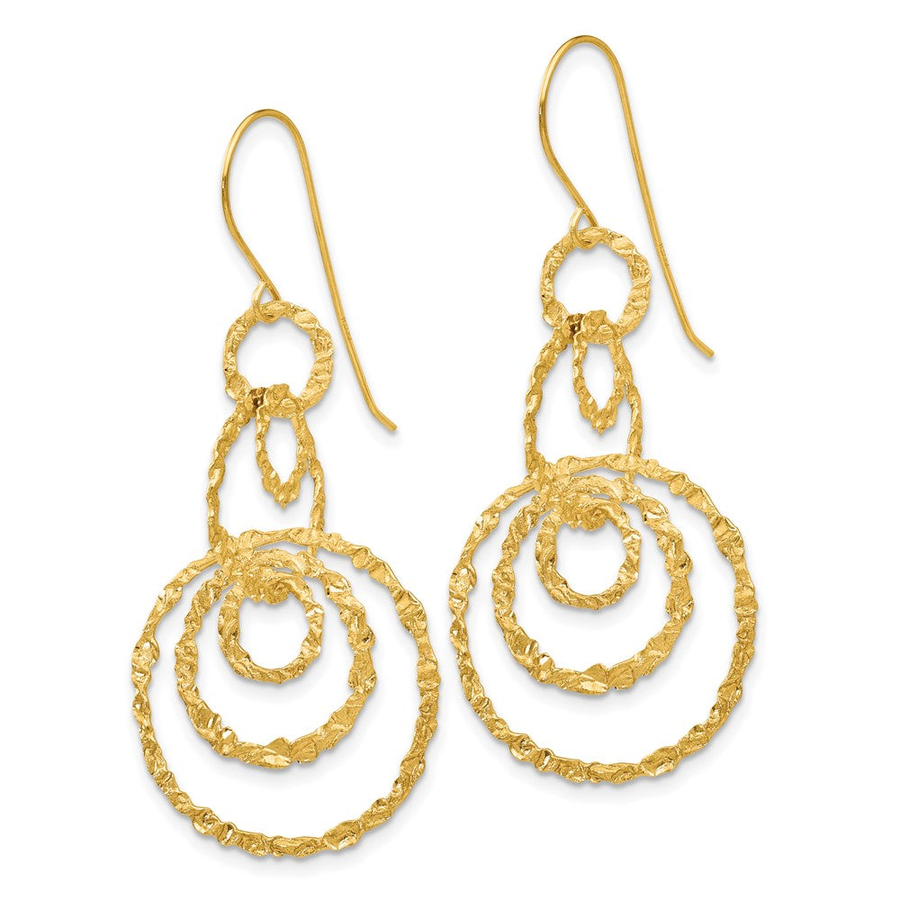 14k Textured Dangle Circle Earrings