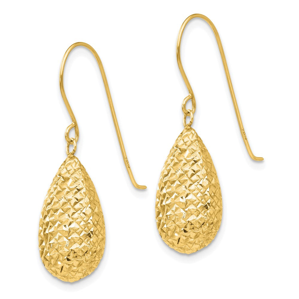 14k Puff Teardrop Earrings