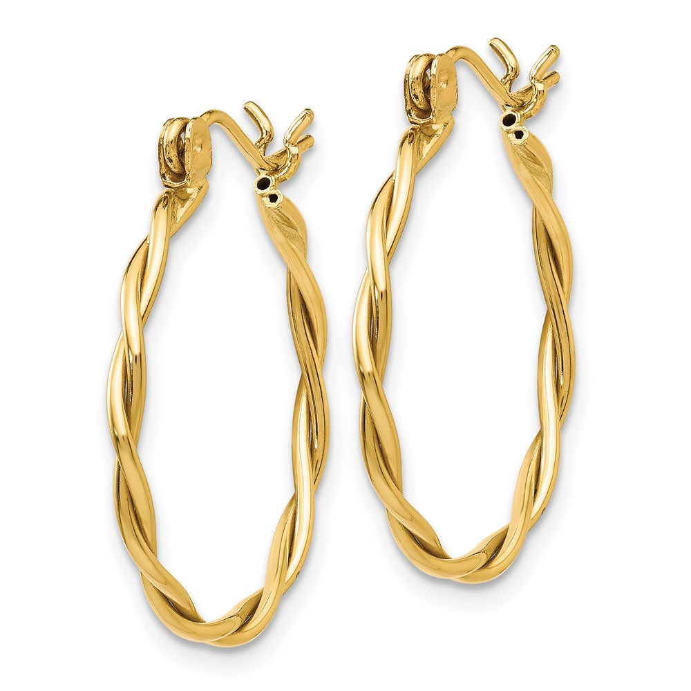 14k Polished Twisted Circle Hoop Earrings