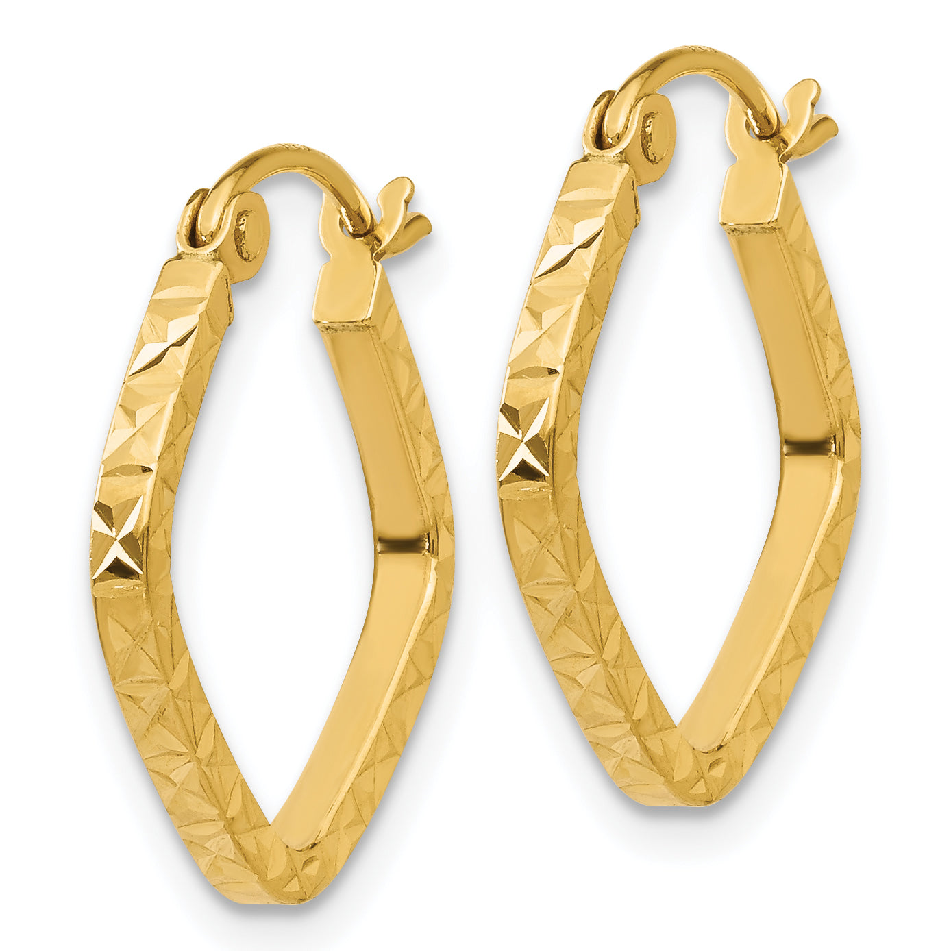 14K Diamond Cut Squared Hoop Earrings