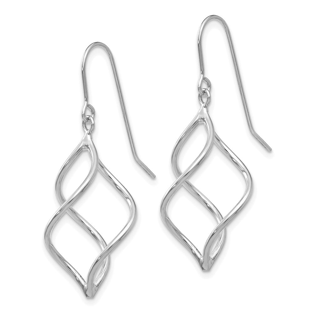 14k White Gold Polished Short Twisted Dangle Earrings