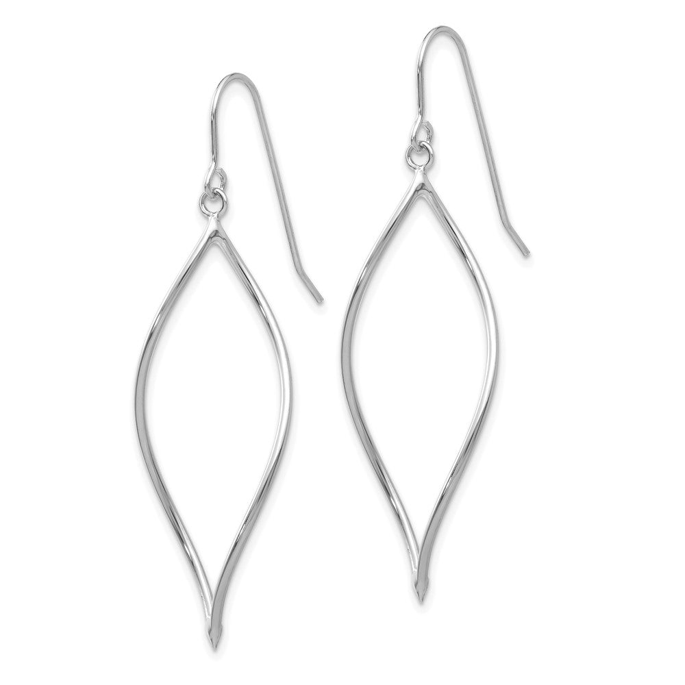 14k White Gold Polished Twisted Oblong Dangle Earrings