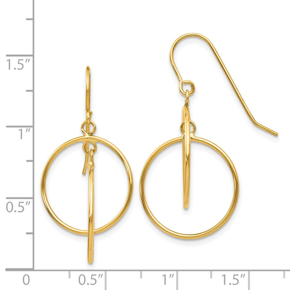 14k Polished Circles Dangle Earrings