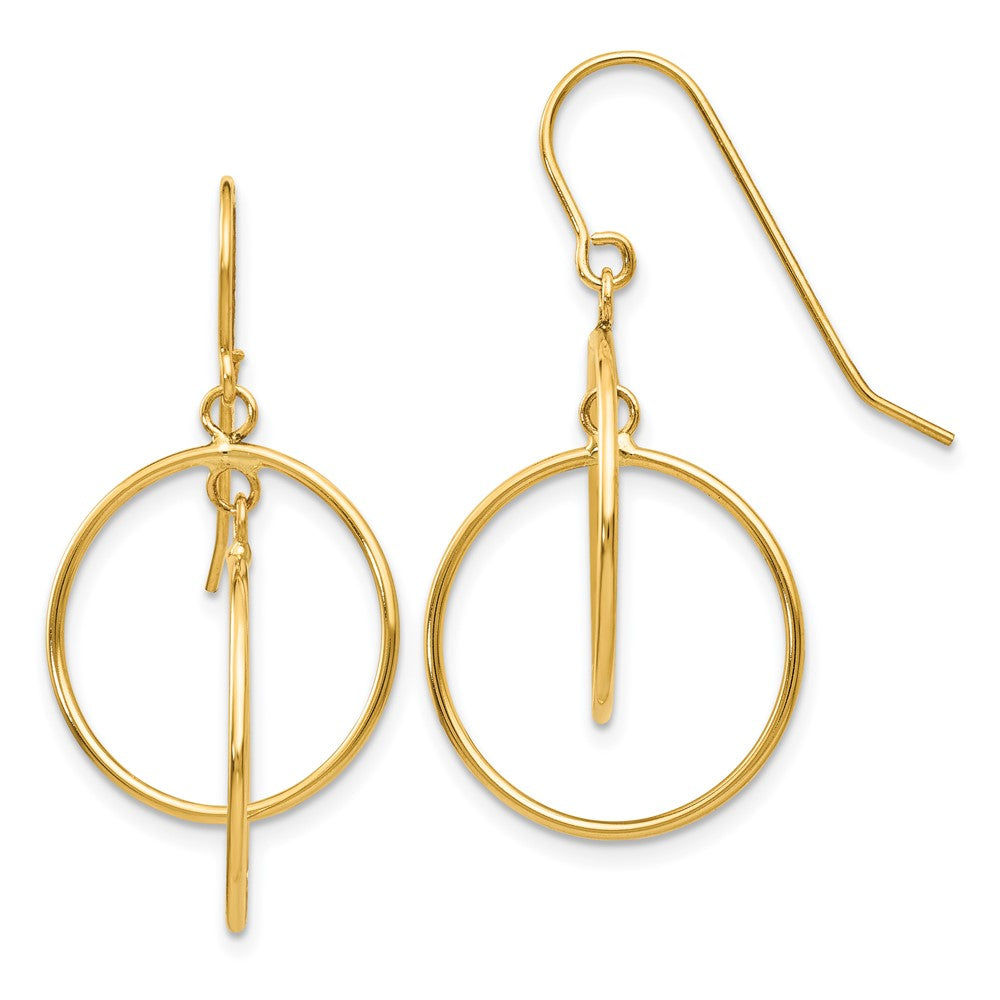 14k Polished Circles Dangle Earrings