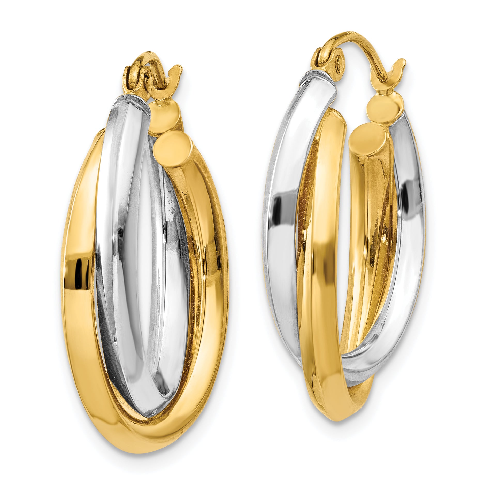 14k Two-tone Polished Double Oval Hoop Earrings TM398