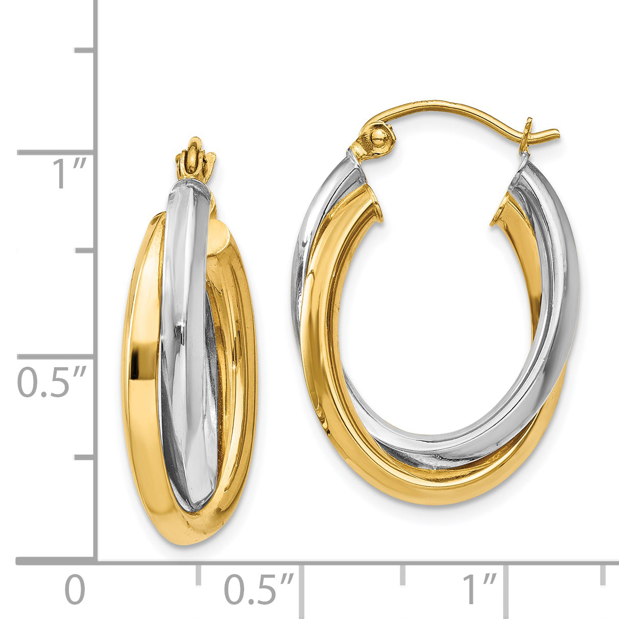 14k Two-tone Polished Double Oval Hoop Earrings TM398