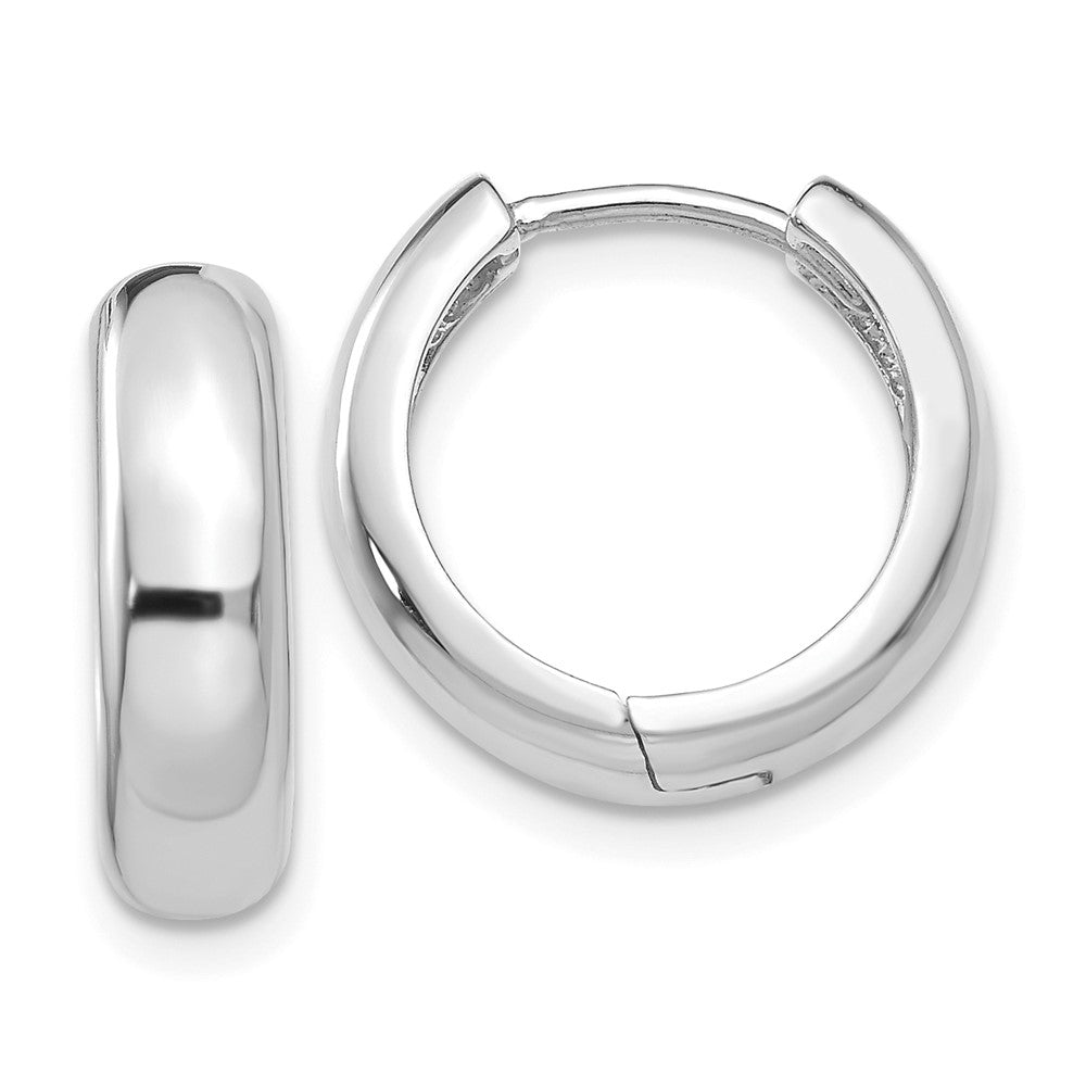 14k White Gold  Round Hinged Hoop Earrings