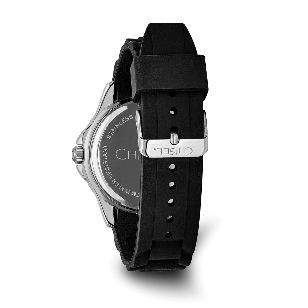 Mens Chisel 44mm Black Silicone Strap Watch