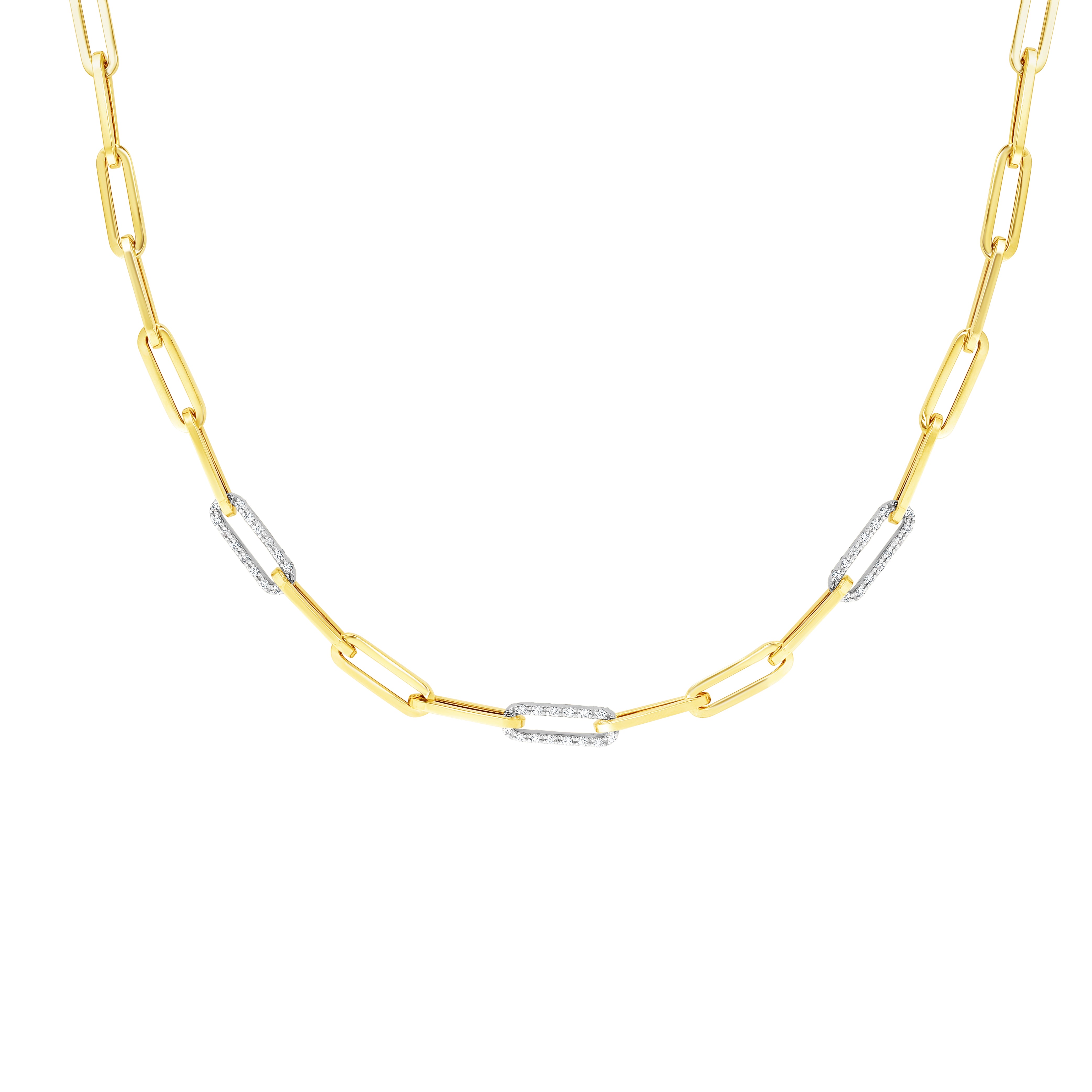 14K Yellow Gold .96ct Diamond Paperclip 17" Chain Necklace