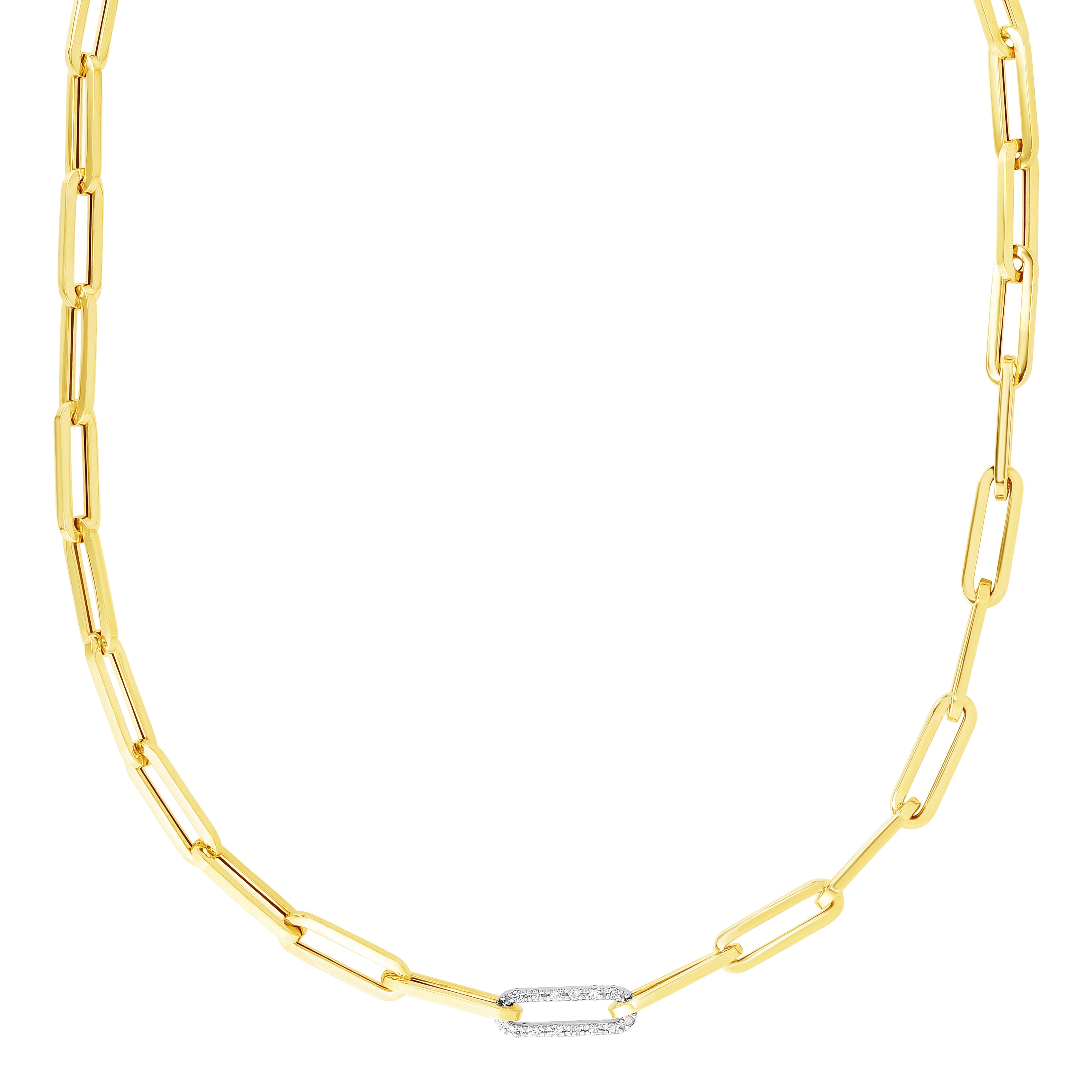 14K Yellow Gold 6mm .32ct Diamond Paperclip 7.5" Chain Bracelet