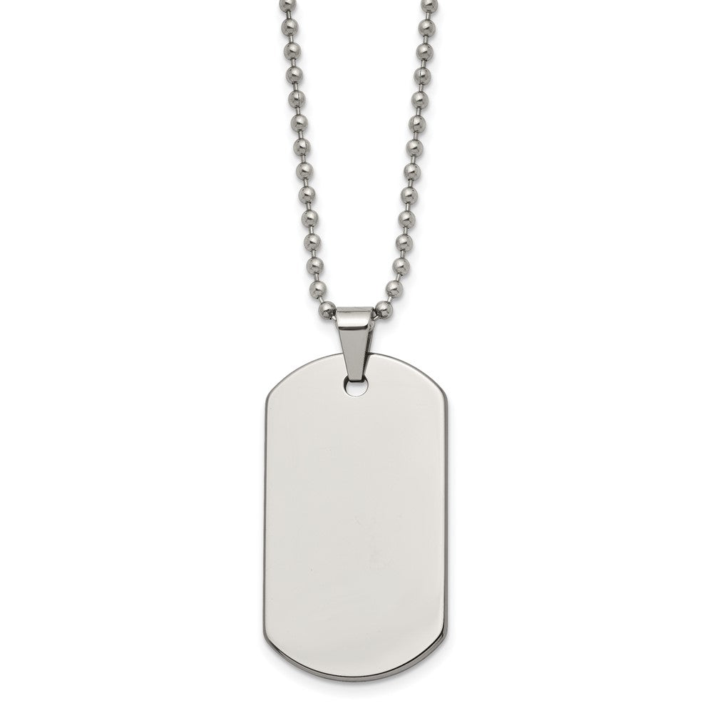 Chisel Tungsten Polished Dog Tag 22 inch Necklace