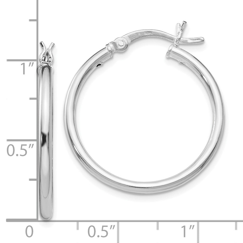 Sterling Silver Rhodium-plated Polished Hinged Hoop Earrings