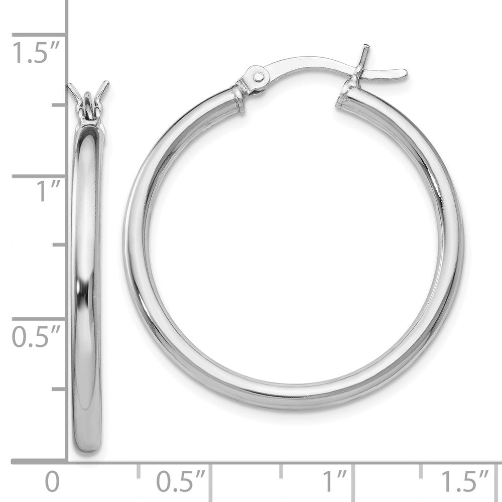 Sterling Silver Rhodium-plated Polished Hinged Hoop Earrings