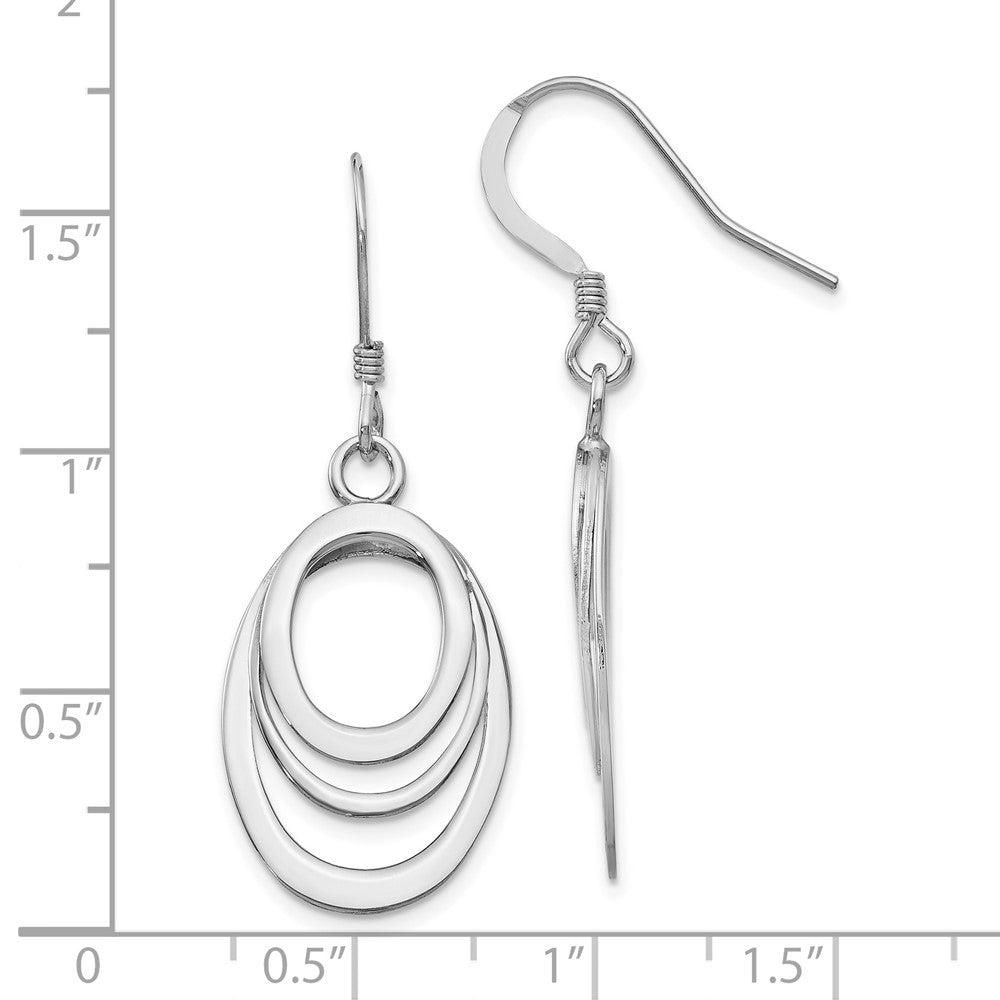 Sterling Silver Rhod-pltd  Polished Shepherd Hook Dangle Earrings