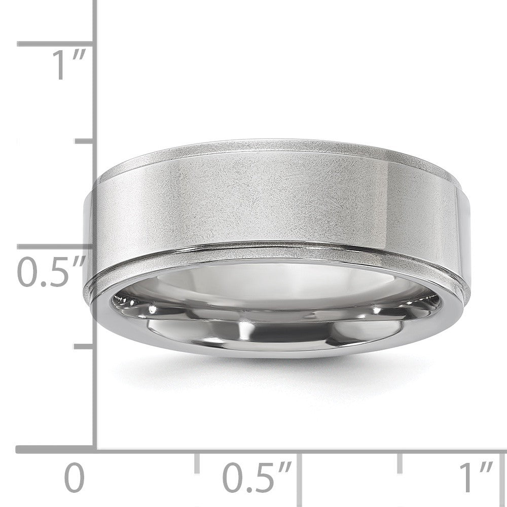 Vitalium Polished Ridged Edge Flat 8mm Band