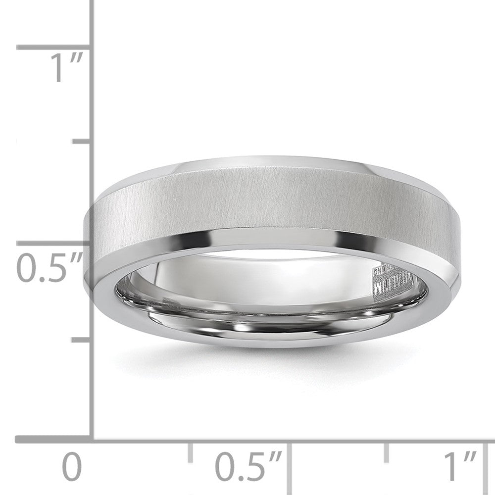 Vitalium Cross Satin Center 6mm Beveled Edge Band