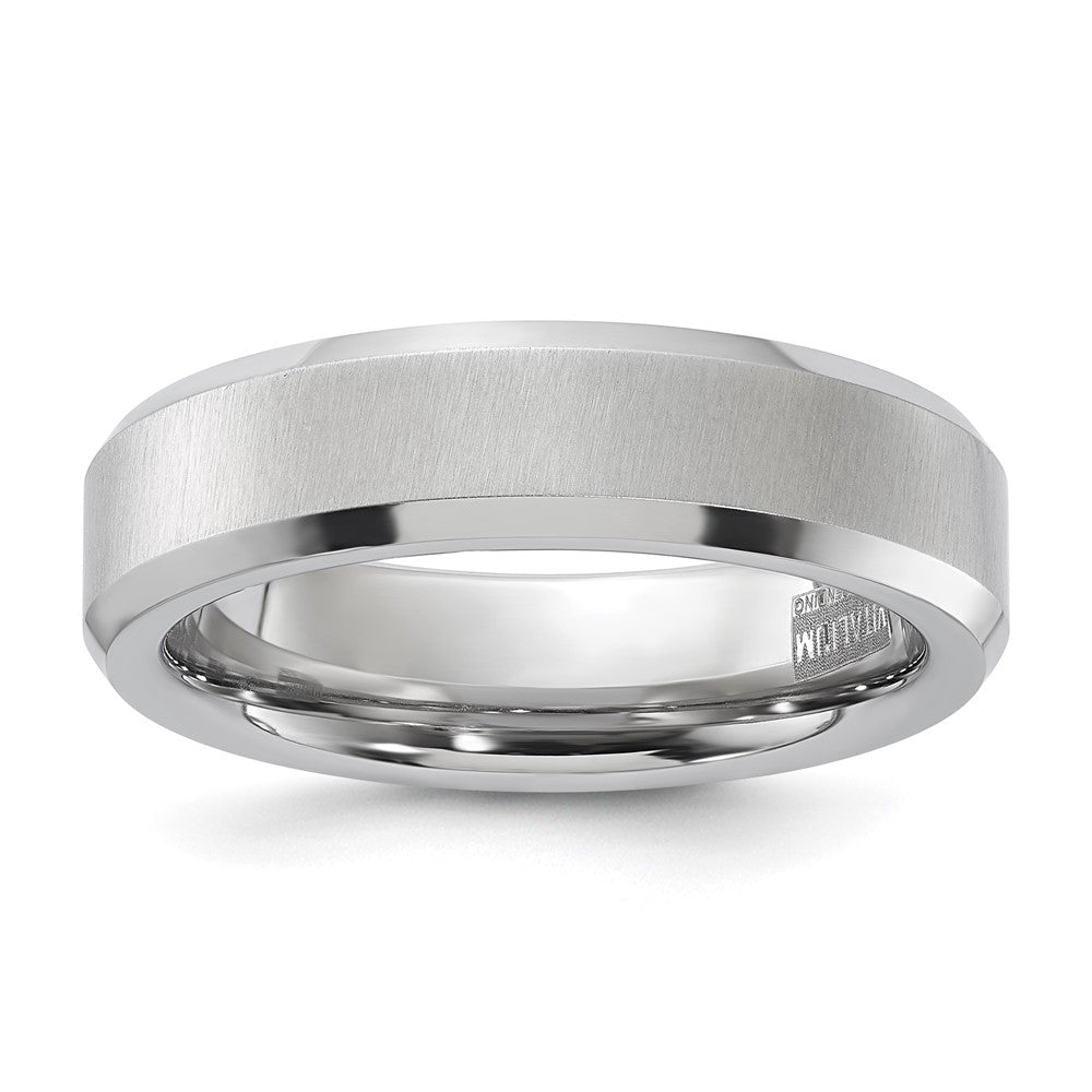 Vitalium Cross Satin Center 6mm Beveled Edge Band