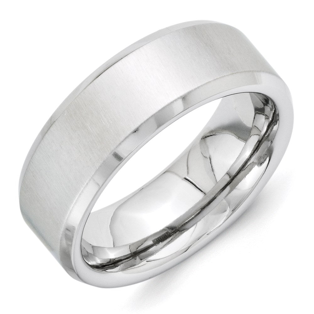 Vitalium Cross Satin Center 8mm Beveled Edge Band