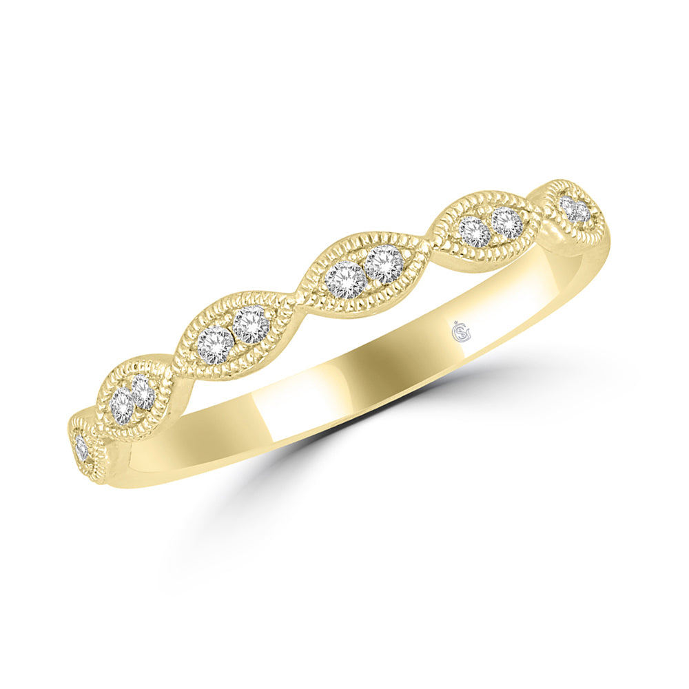 14K Yellow Gold 1/6 Ct.Tw. Diamond Stackable Band