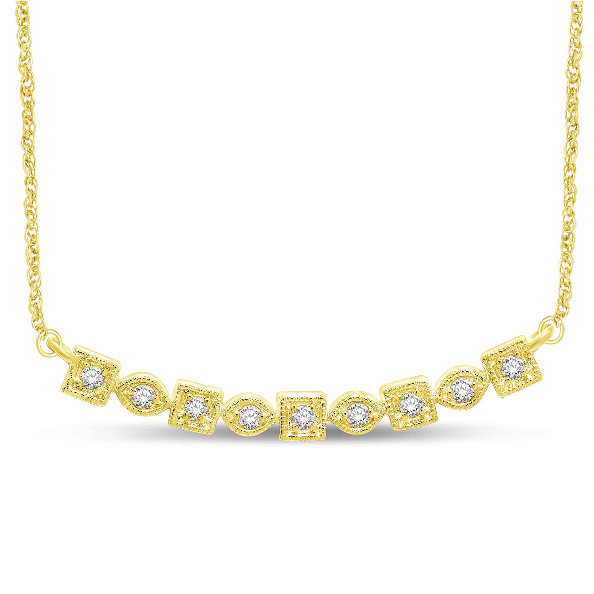 14K Yellow Gold 1/6 Ct.Tw. Diamond Stackable Necklace