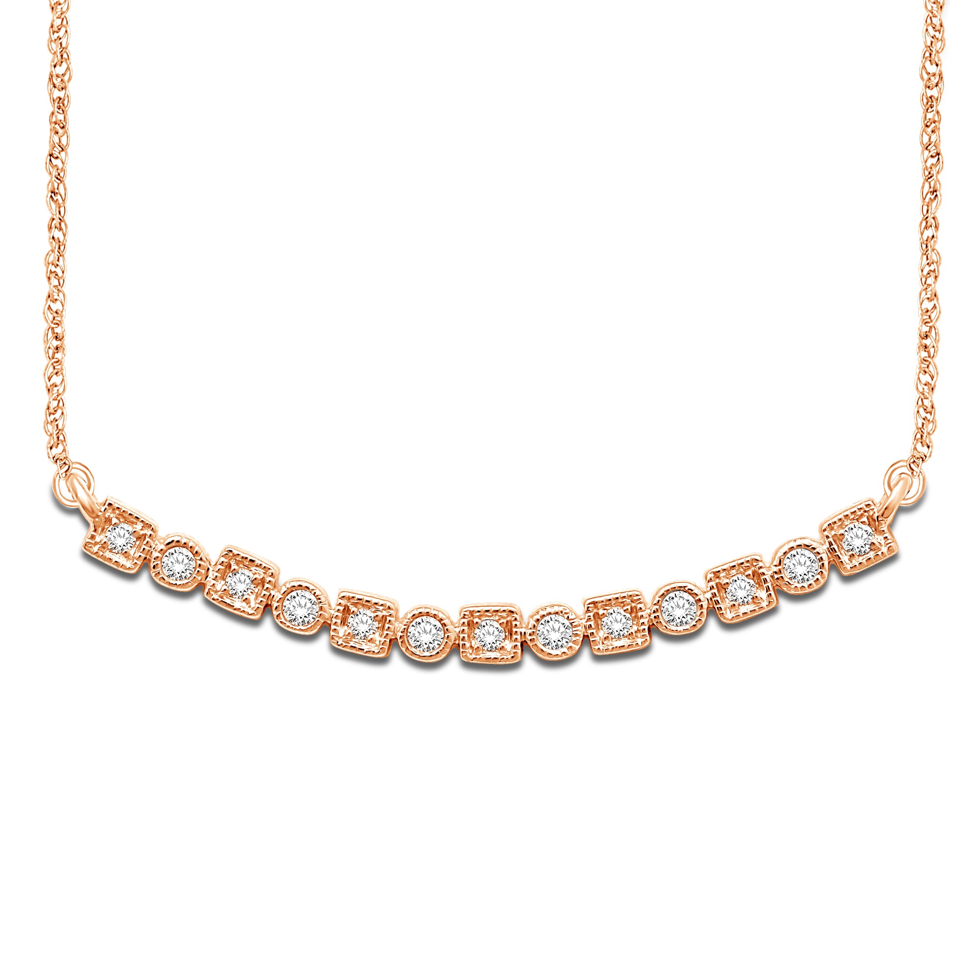 14K Rose Gold 1/8 Ct.Tw. Diamond Stackable Necklace