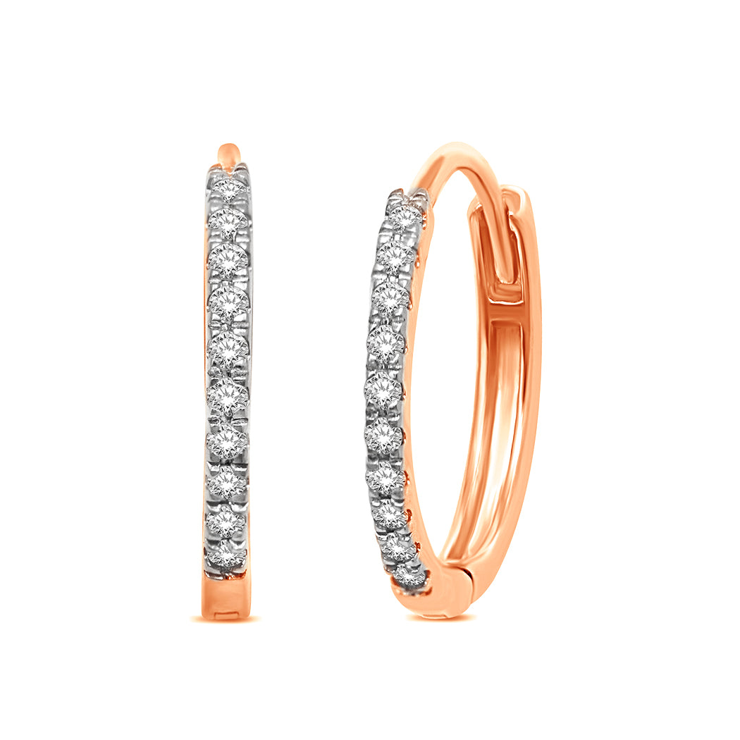 14K Rose Gold  1/10 Ct.Tw.Diamond Stackable Earrings