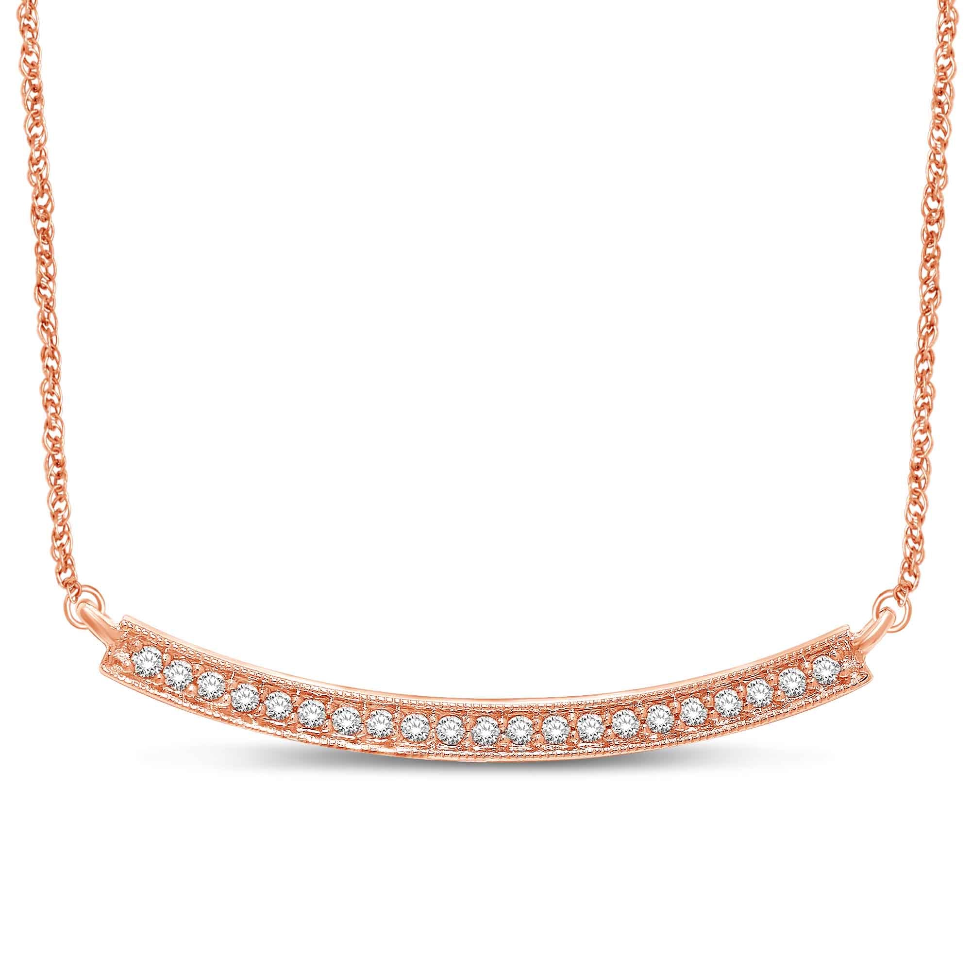 14K Rose Gold 1/6 Ct.Tw. Diamond Stackable Necklace