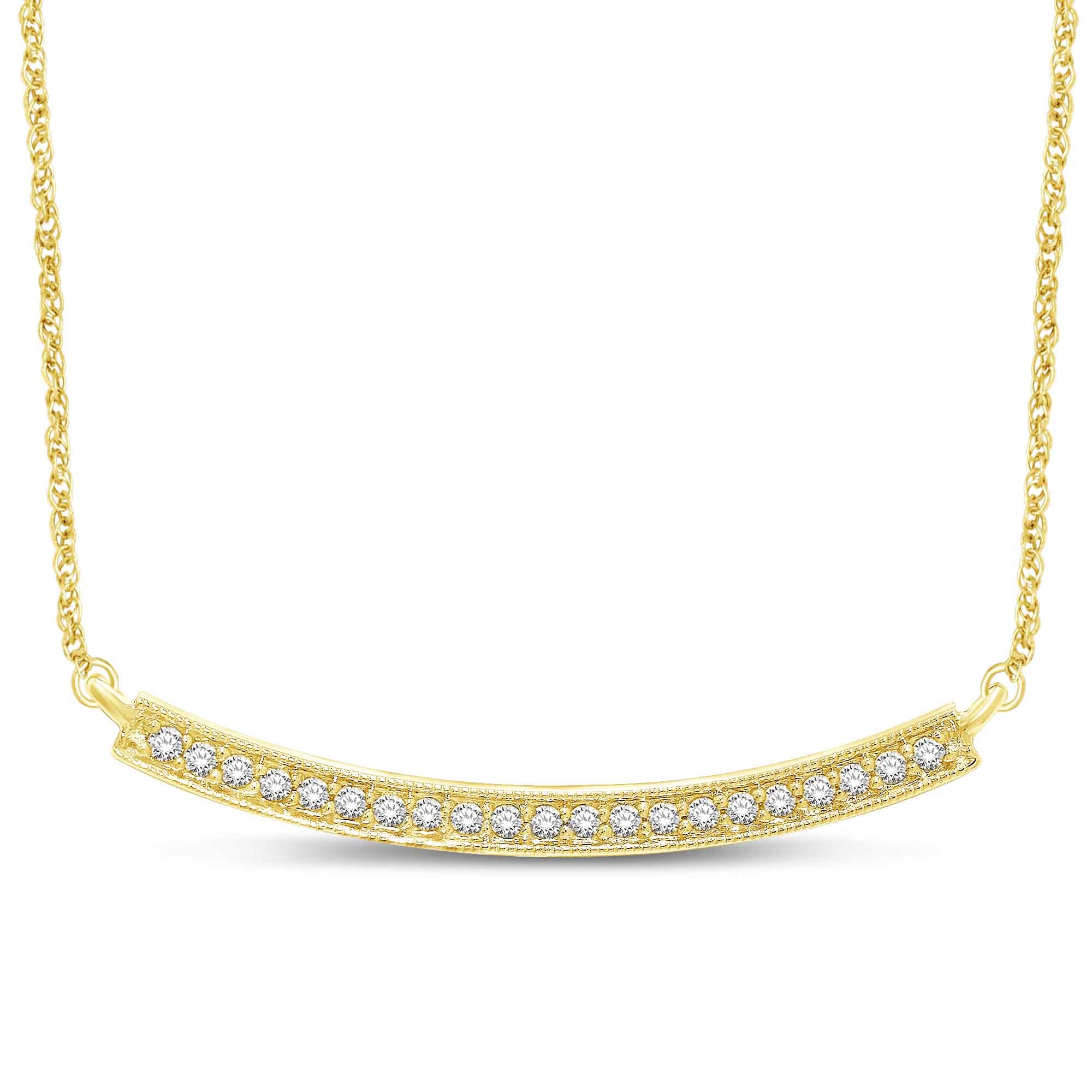 14K Yellow Gold 1/6 Ct.Tw. Diamond Stackable Necklace