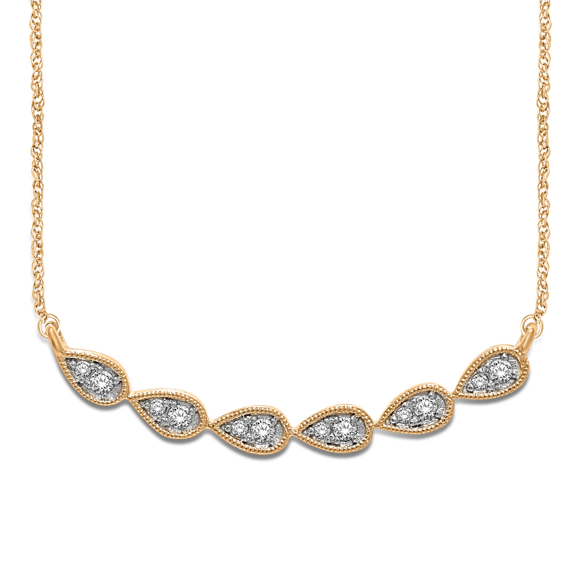 14K Yellow Gold 1/8 Ct.Tw. Diamond Stackable Necklace