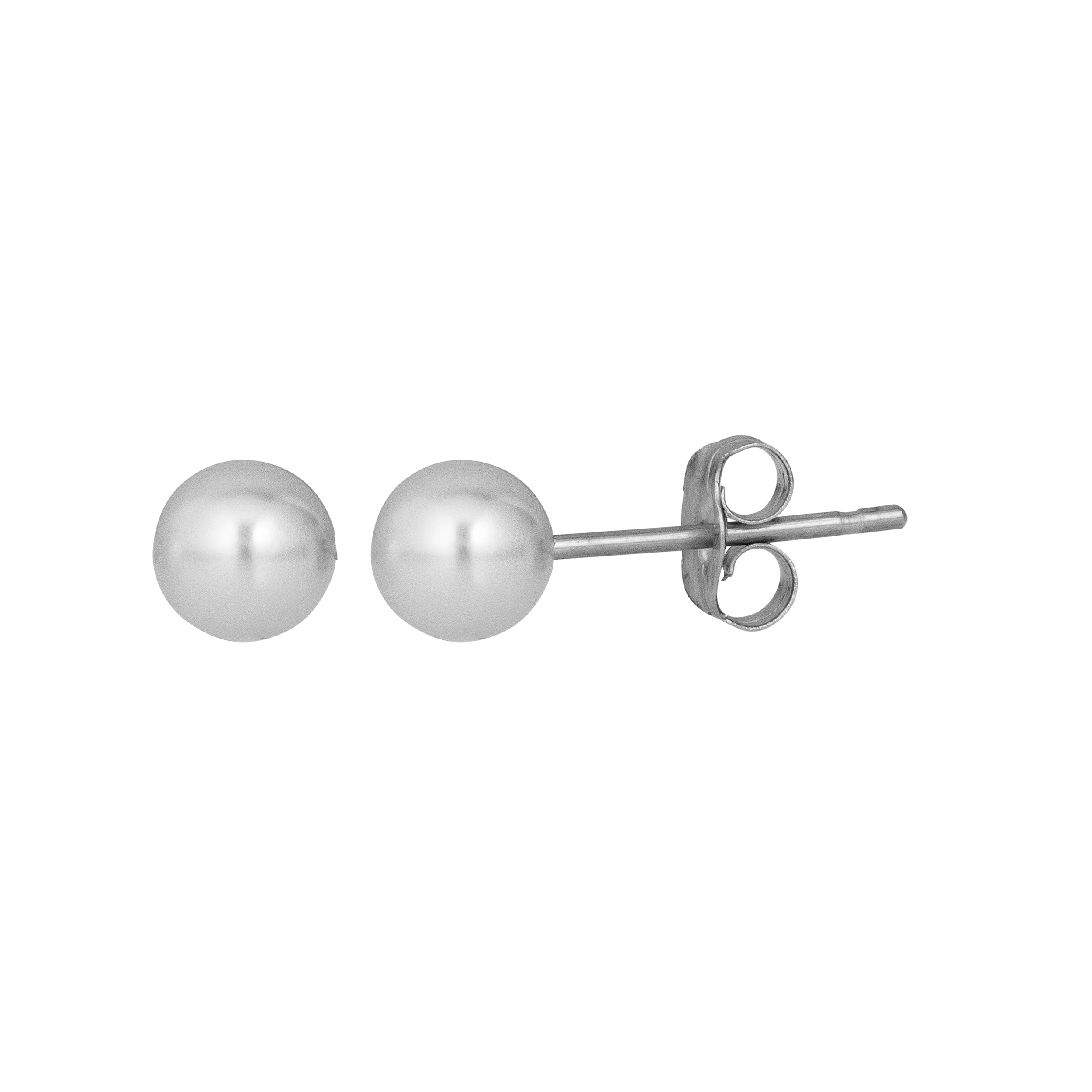 14K White Gold 4MM Pearl Stud Earring