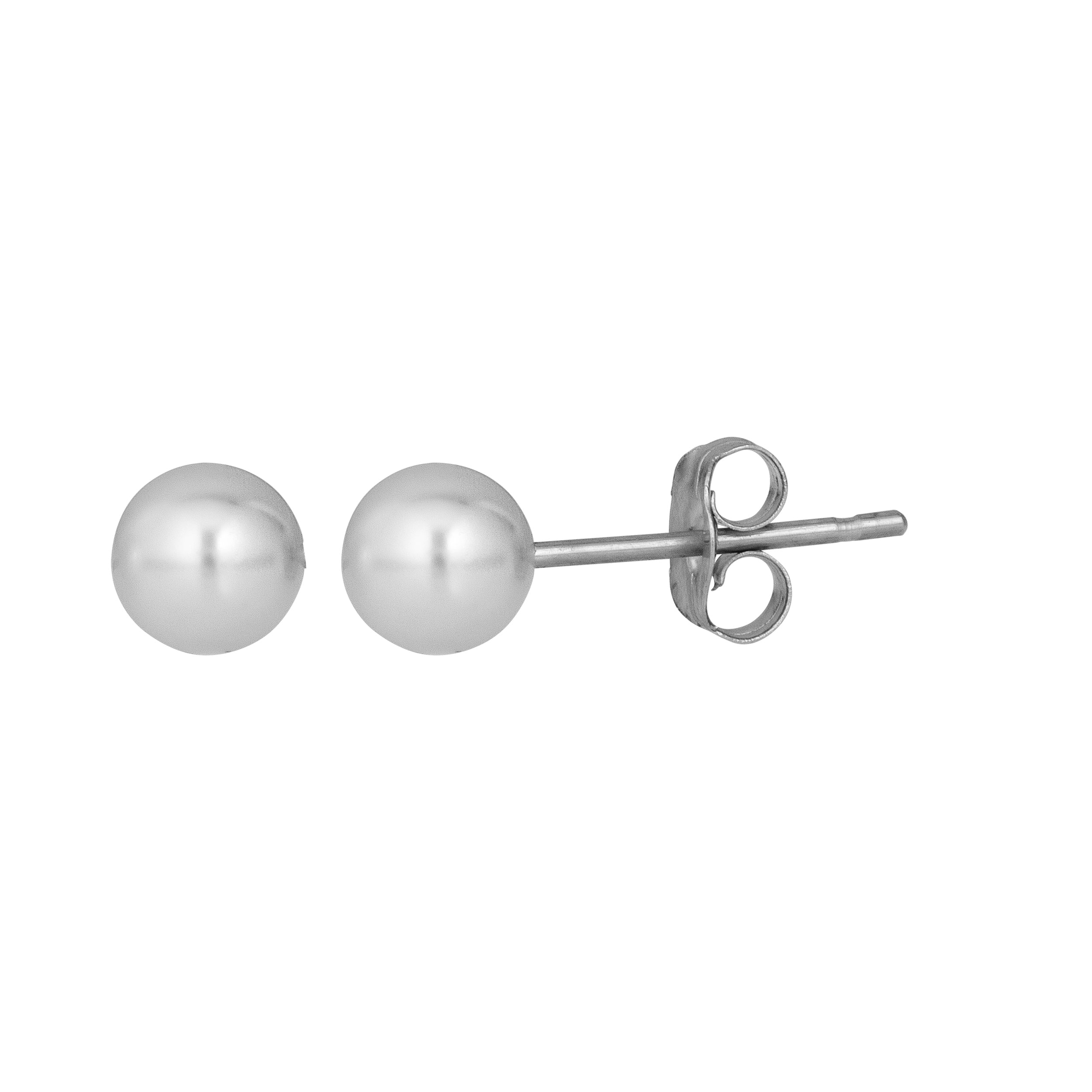 14K White Gold  5MM Pearl Stud Earring