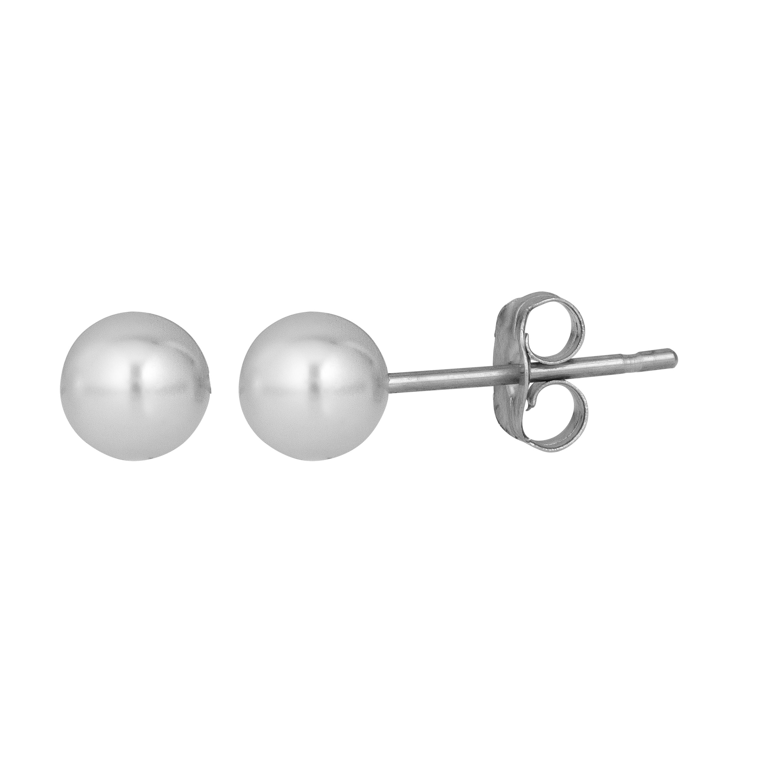 14K White Gold 6MM Pearl Stud Earring