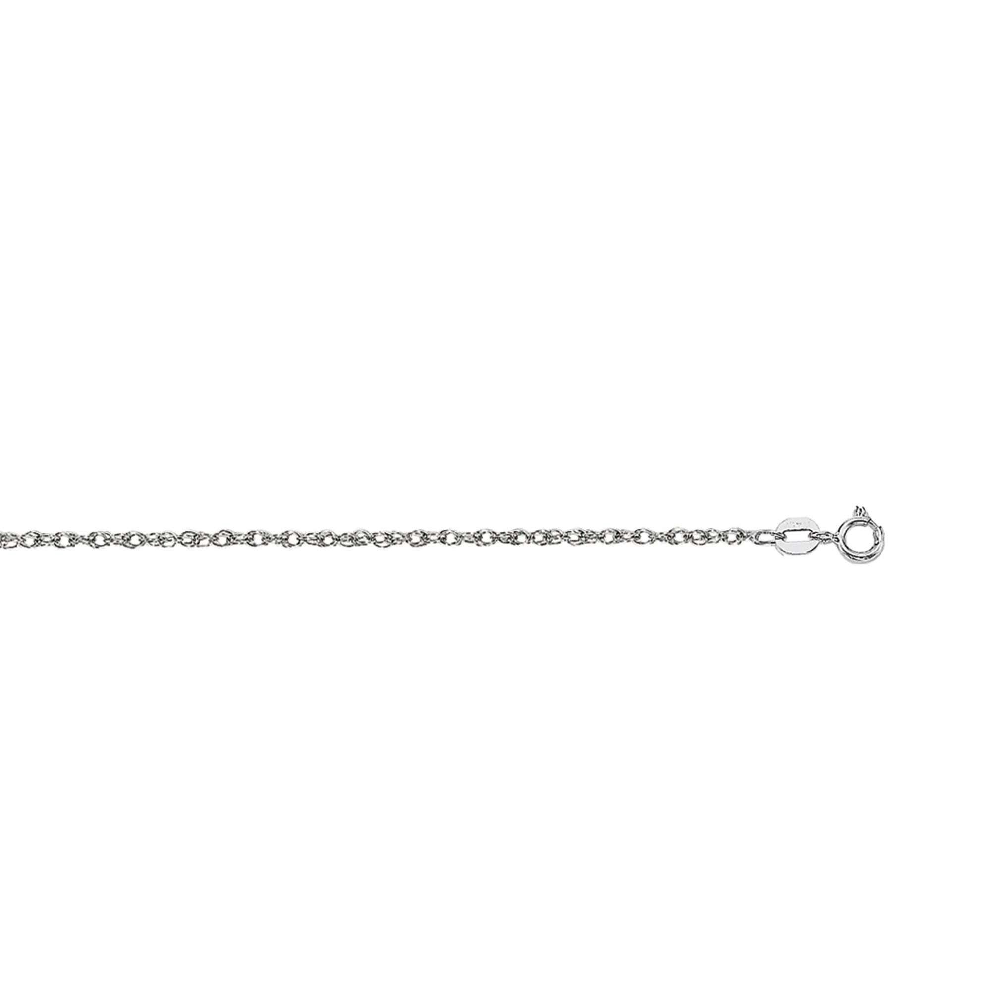 14K White Gold 1.0mm Machine Rope 16" Chain (Carded) with Spring Ring