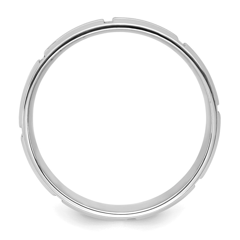 14k White Gold 6mm Lightweight Comfort Fit Brushed Satin Grooved with Vertical Lines Wedding Band Size 11