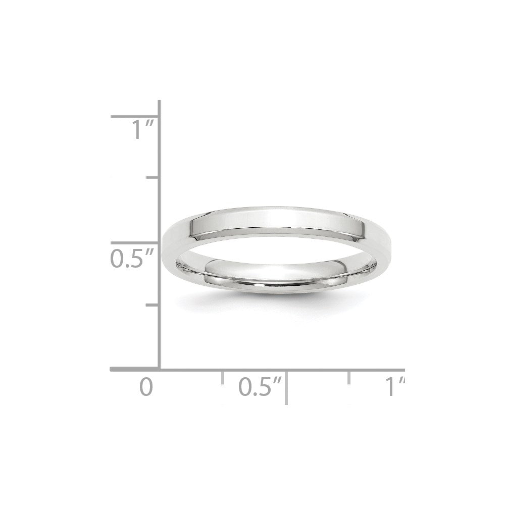 10k White Gold 3mm Beveled Edge Comfort Fit Wedding Band Size 6