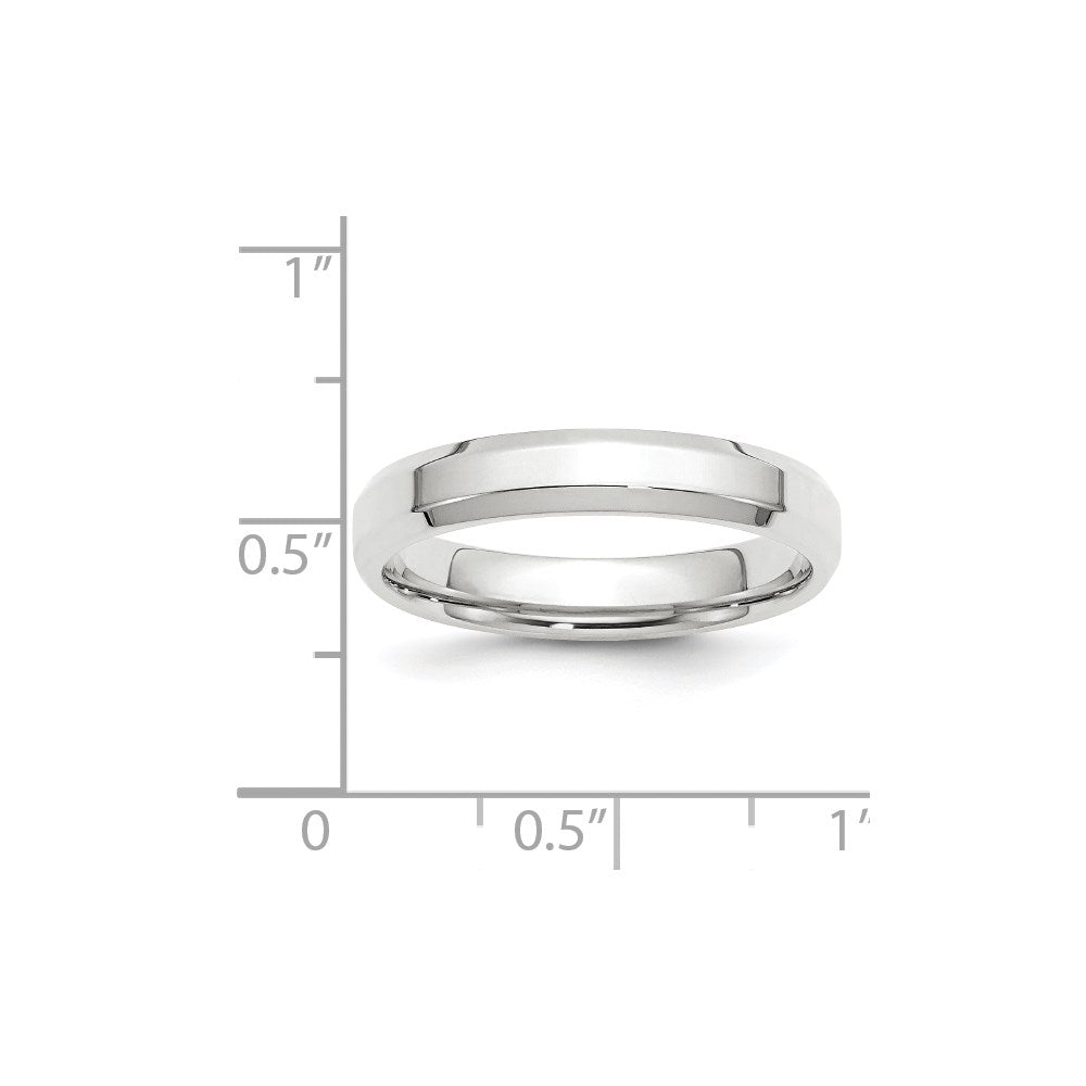 10k White Gold 4mm Beveled Edge Comfort Fit Wedding Band Size 9