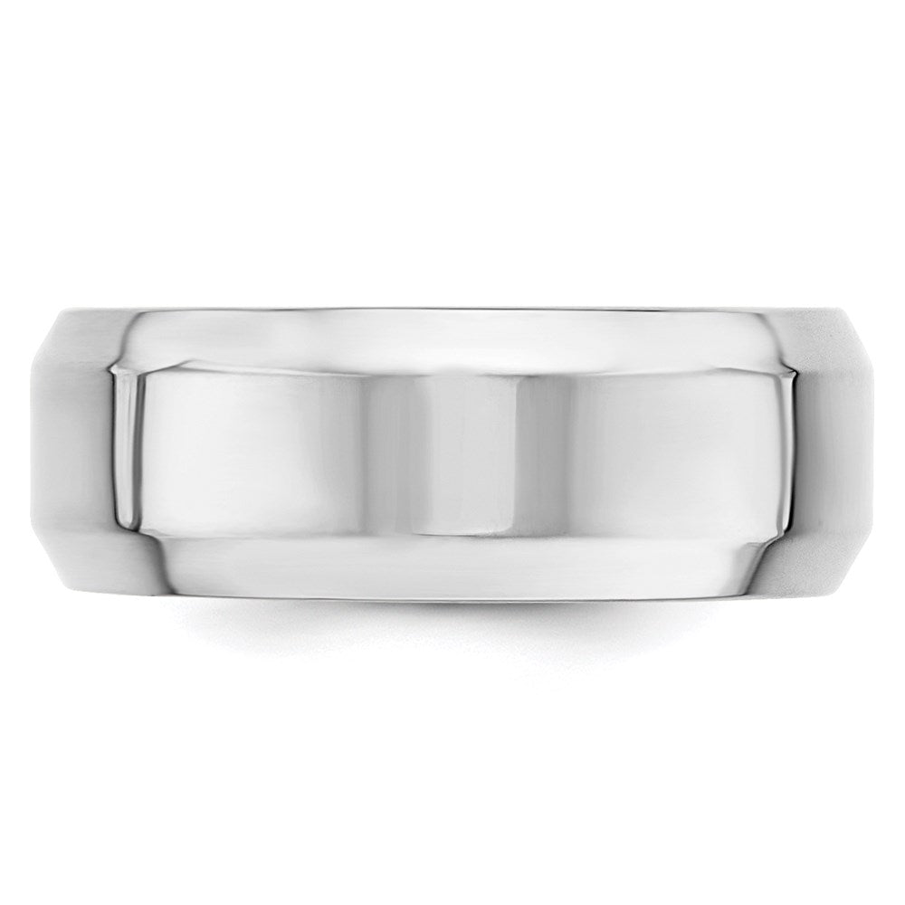 14k White Gold 8mm Beveled Edge Comfort Fit Wedding Band Size 12