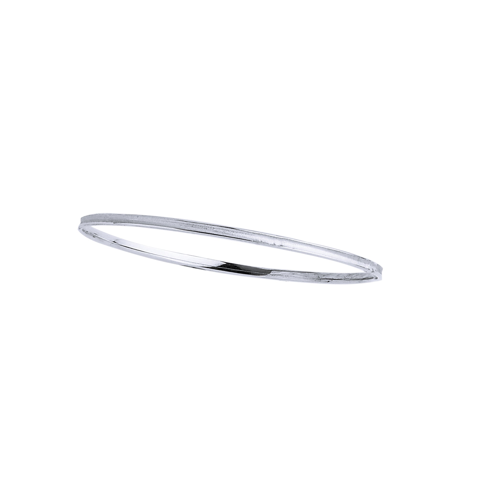 14K White Gold 8" Concave Bangle