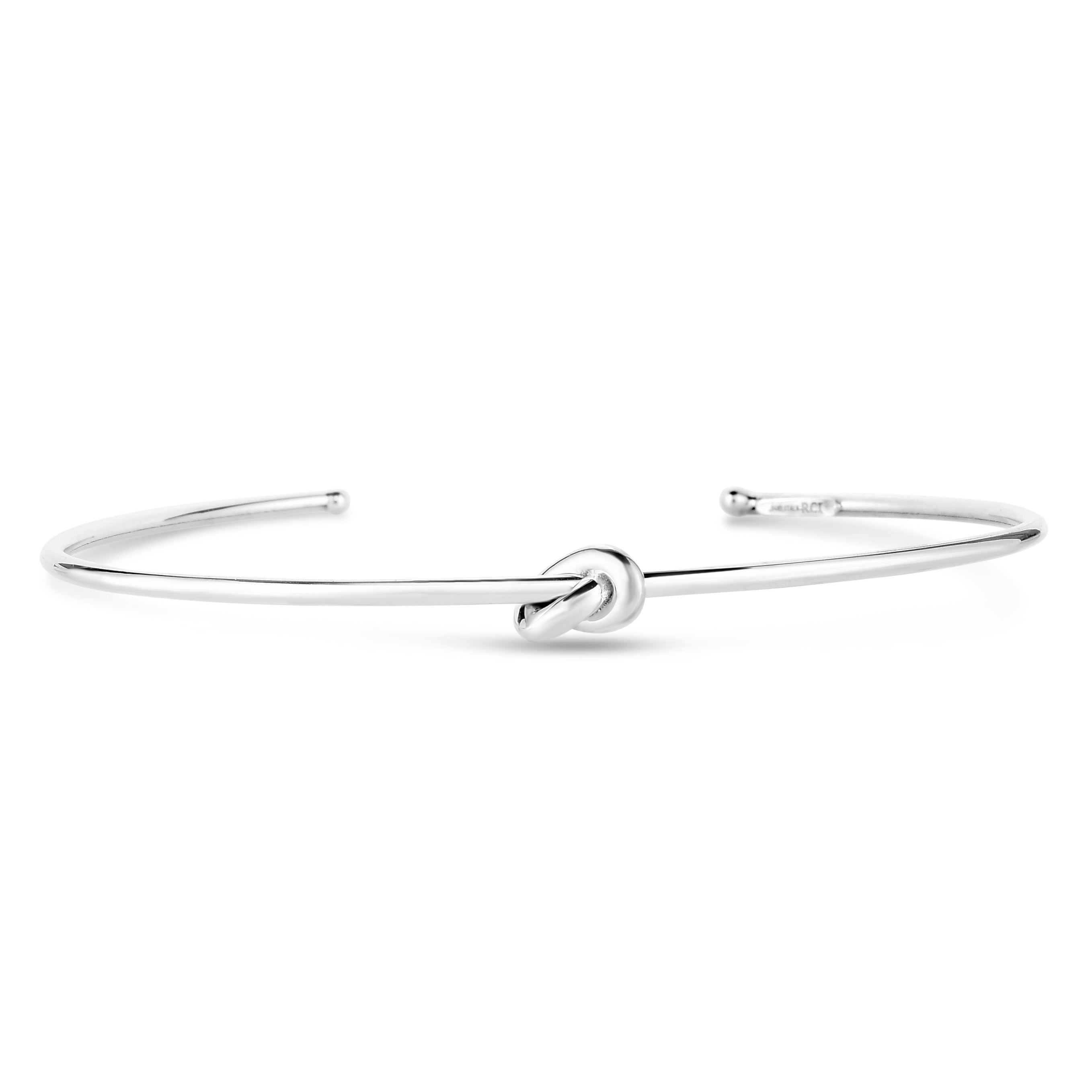 14K White Gold Polished Love Knot Bangle