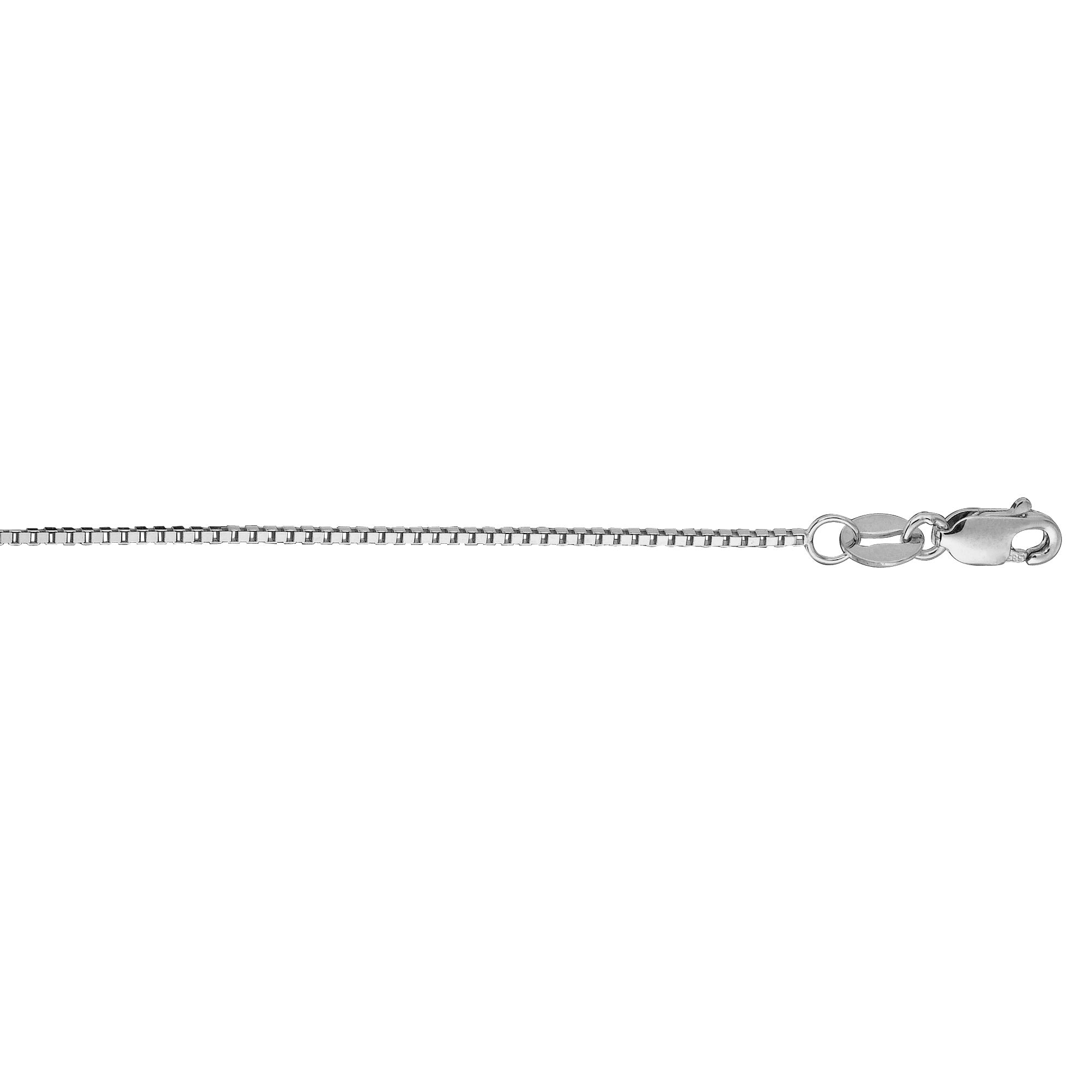 14K White Gold 0.75mm Classic Box 30" Chain with Lobster Lock